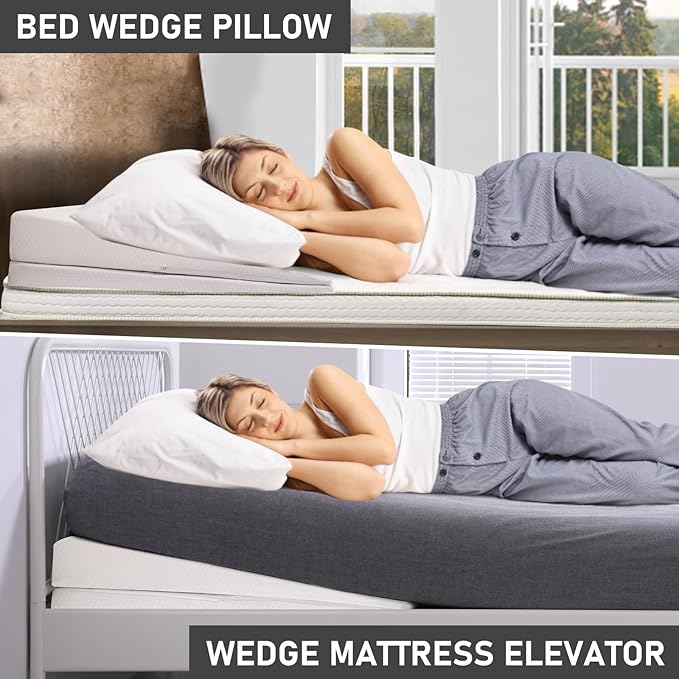 SUNYRISY Adjustable Wide Size Bed Wedge Pillow, Wedge Mattress Topper with Washable Cover, Mattress Wedge Lifter, Inclined Mattress Elevator for Acid Reflux, Neck & Back Pain, Anti-snoring, Queen