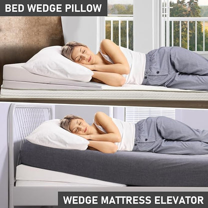SUNYRISY Adjustable Wide Size Bed Wedge Pillow, Wedge Mattress Topper with Washable Cover, Mattress Wedge Lifter, Inclined Mattress Elevator for Acid Reflux, Neck & Back Pain, Anti-snoring, King