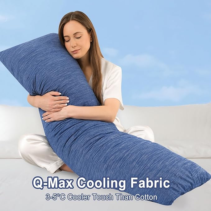 DWCN Memory Foam Body Pillow – Cooling Breathable & Supportive Full Length Pillow for Side Sleepers, Pregnancy, Leg & Back Pain Relief, 20x60 Inch Blue