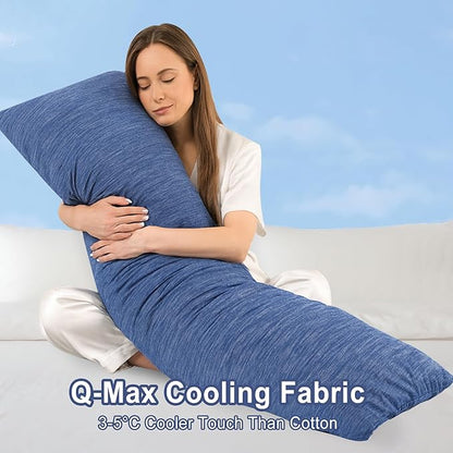 DWCN Memory Foam Body Pillow – Cooling Breathable & Supportive Full Length Pillow for Side Sleepers, Pregnancy, Leg & Back Pain Relief, 20x60 Inch Blue