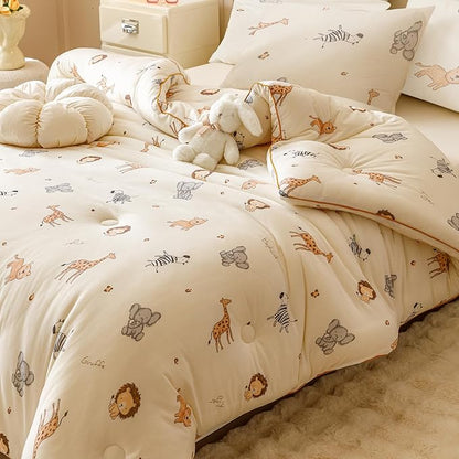 2PCS Toddler Bedding Set, Ultra Soft Marshmallow Fluffy Comforter Bed Sets for Kids Boys Girls Infant, Cute Microfiber Lightweight Machine Washable All Seasons Bedroom (Wildlife Park)