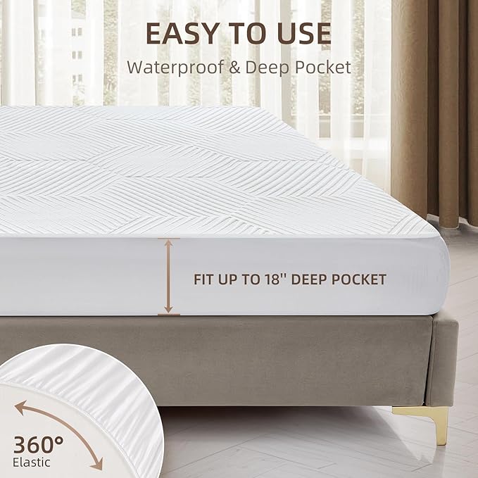 Twin XL Waterproof Heated Mattress Pad, 9 Heat Settings, Auto Off, Machine Washable, White, 39" x 80" x 17.3" Deep Pocket, Multi-Zone, Smart Digital Control, 5-Year Warranty