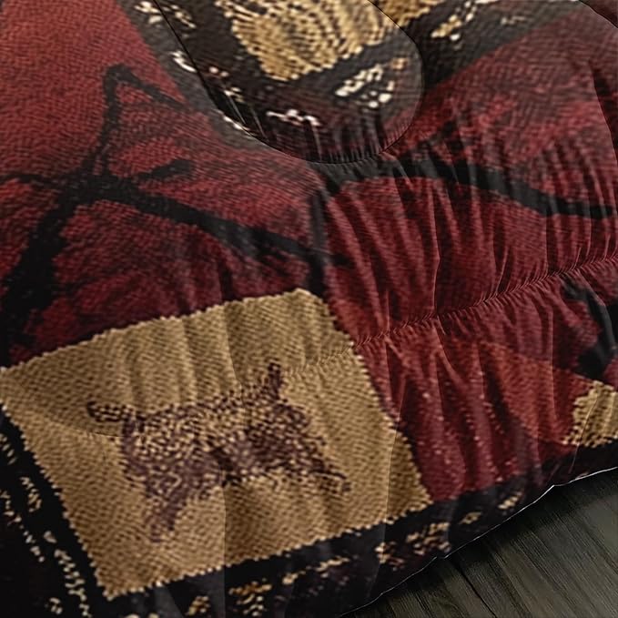 Rustic Bear Wild Hunt Animal Comforter 3Pcs Twin Natural Forest Wildlife Brown Bear Bedding Set for Kid Teen Boy Girl Adult Retro Mountain Lake Quilt Decor with 1 Comforter and 2 Pillowcases
