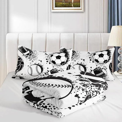 Axolotl Ball Sports Comforter Set, Football Soccer Bedding, Baseball Comforter Set, Hip Hop Graffiti Artwork Bedding for Boys Kids Men, 1 Quilt 2 Pillowcases
