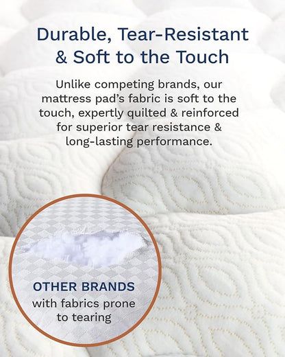 ViscoSoft Copper Pillow Top Twin Mattress Pad - Soft Overstuffed Premium Cloud-Like Support - Quilted Fiberfilled Mattress Topper with Deep 18" Pocket for Secured Fit