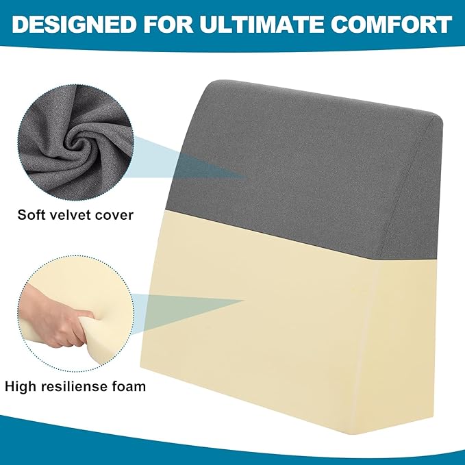 TANYOO Back Pillow for Bed Sitting Up High Resilience Wedge Reading Pillow for Sitting in Bed Adult Soft Support Backrest Pillow for Reading Gaming Watching TV 23.6” x22” Dark Grey