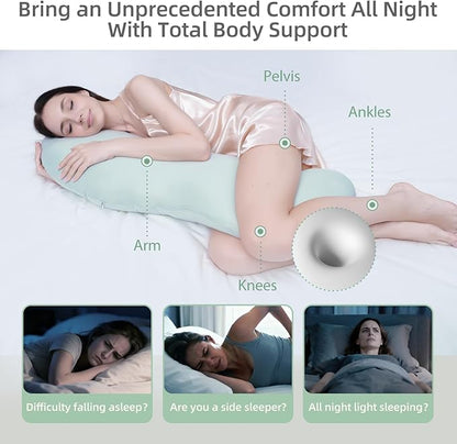 Body Pillows for Adults, Full Body Pillow for Side Sleepers, Long Body Pillow for Bed, Pea Pod Shape Long Pillow for Pregnancy Sleeping Full Body Support