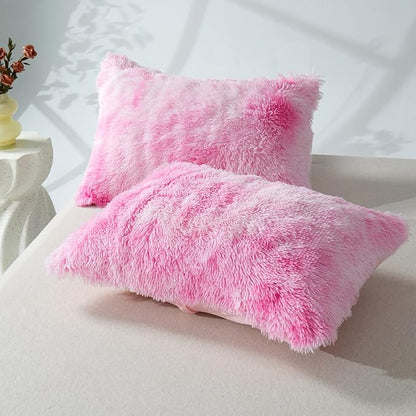 Wajade Faux Fur Plush Pink Comforter Set Fluffy Fuzzy Shaggy Bedding Set - 3PC Full Size Microfiber Soft Warm Quilt Set