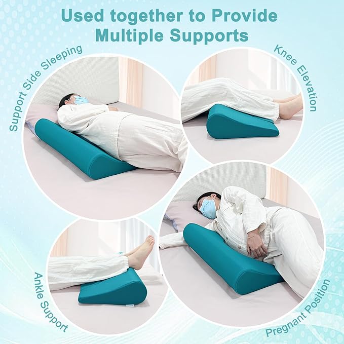 KAAMOS Bedsore Turning Wedge Pillow for Sleeping Anti Bed Sore Turnover Pillows After Surgery Hospital Inclined Sleepers Cushion for Bedridden Prevent Pressure Ulcer Bed Sores (23.6" Long)