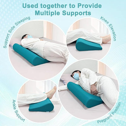 KAAMOS Bedsore Turning Wedge Pillow for Sleeping Anti Bed Sore Turnover Pillows After Surgery Hospital Inclined Sleepers Cushion for Bedridden Prevent Pressure Ulcer Bed Sores (23.6" Long)