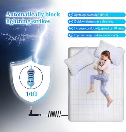 Grounding Sheet, 90% Organic Cotton + 10% Pure Silver Organic Fitted Grounded Sheet for Improved Sleep, Connected Earth Energy - Healthy Sleep Therapy (White, (60.1 * 80 * 15.1inch))
