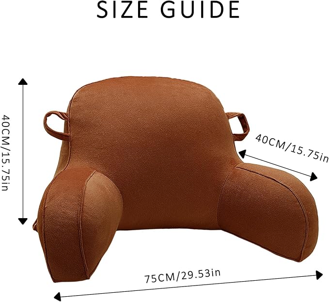 LiveGo Reading Pillow for Kids, Velvet Back Support Cushion for Sitting Up in Bed Adults, Kids Cuddle Cushion with Arms & Backrest Support Pillow for Teen Boys Girls Reading Bed Rest