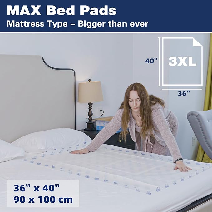 150 Gram Heavy Duty Chucks 40"x36" Disposable Tear Resistant Adult Incontinence Bed Pads,3XL Extra Large Thicken Puppy Pee Pad,10X Super Absorbency 360 Lb Transfer[20 Pads]