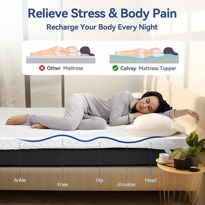 3 Inch Gel Memory Foam Mattress Topper Twin XL Size for Back Pain, Cooling Mattress Pad Bed Topper with Removable and Washable Bamboo Cover, CertiPUR-US & Oeko-Tex Certified – White