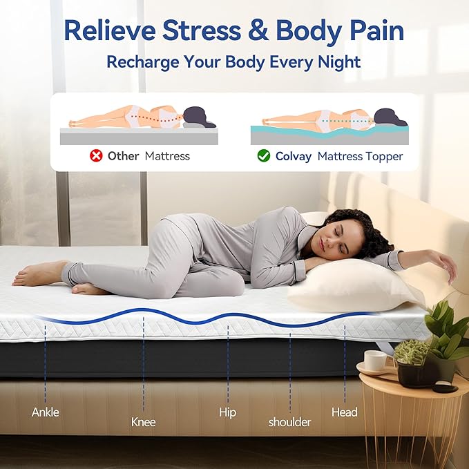 3 Inch Gel Memory Foam Mattress Topper California King Size for Back Pain, Cooling Mattress Pad Bed Topper with Removable and Washable Bamboo Cover, CertiPUR-US & Oeko-Tex Certified – White