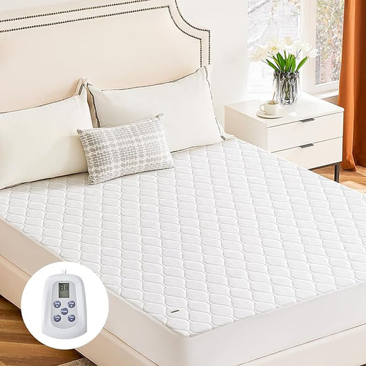 Sweetcrispy Heated Mattress Pad Full Size (75×54″) – Portable Electric Mattress Warmer with 12 Heat Levels, Auto-Off Timer, Soft Quilted Polyester, ETL Certified