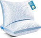 QUTOOL Enhanced Cooling Pillows King Size Set of 2, CertiPUR-US Shredded Memory Foam Pillows 2 Pack for Hot Sleeper, Adjustable Bed Pillow for Side, Back, Stomach Sleepers Support Yet Soft, Home Gifts