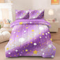 5 Pcs Twin Bedding Sets for Girls, Purple Glitter Rainbow Bed in A Bag Twin Size Bed Set, Stars Galaxy Bedding Comforter Set for Girls