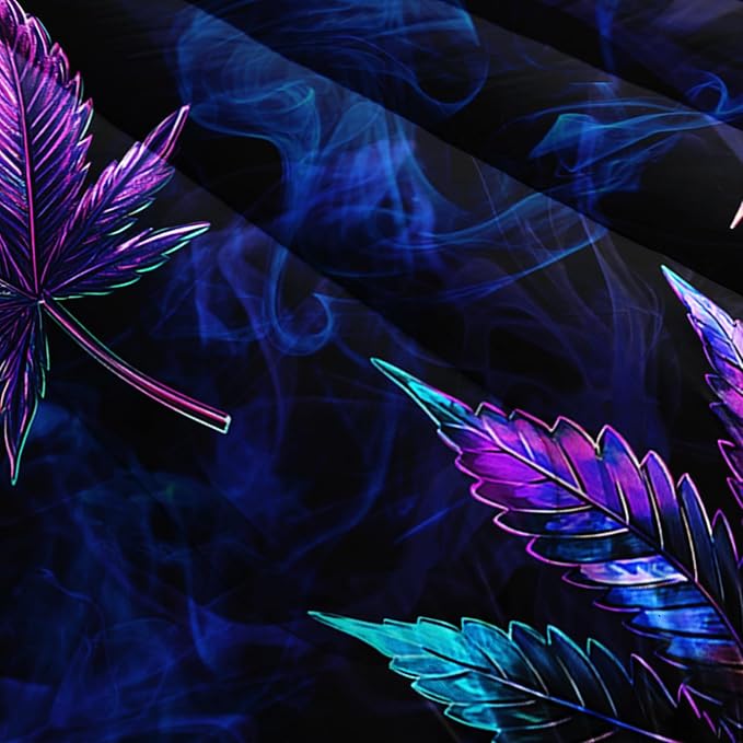 Marijuana Leaf Themed Comforter 3Pcs Full Tie Dye Weed Leaves Herb Botanical Bedding Set for Kid Teen Girl Boy Adult Room Decor Fog Cannabis Leaves Quilt with 1 Comforter and 2 Pillowcases
