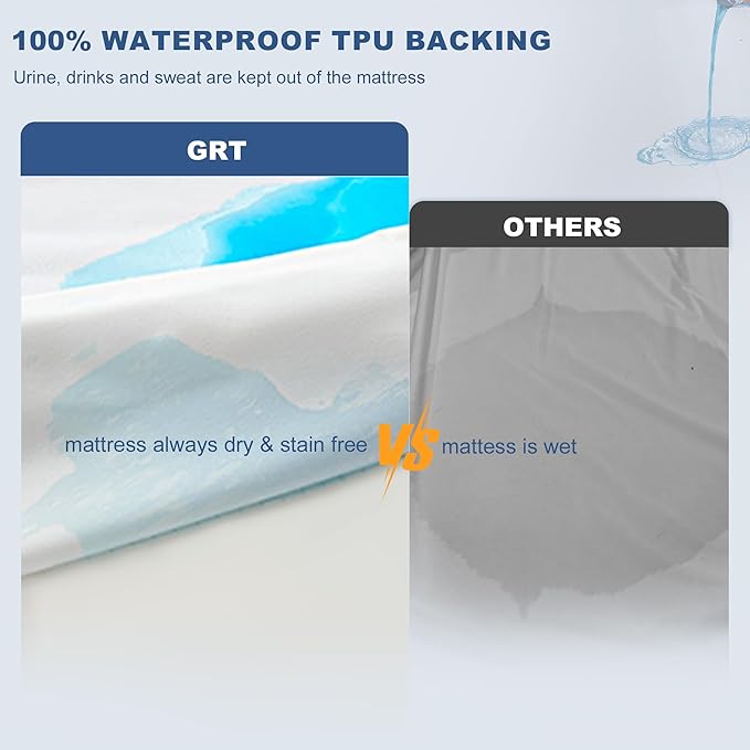 GRT 2 Pack Twin XL Mattress Protector Waterproof, Breathable & Noiseless Waterproof Mattress Protector Fitted Deep Pocket from 5" to 19", Smooth XL Twin Bed Mattress Cover Machine Washable