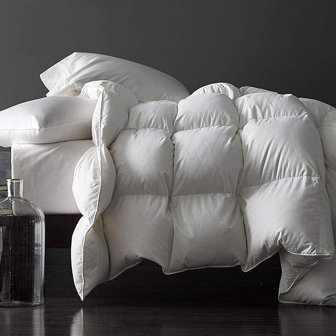 Royoliving Premium Feathers Down Comforter 100% Cotton Cover Duvet Insert with Corner Tabs (White, Oversized King Winter)