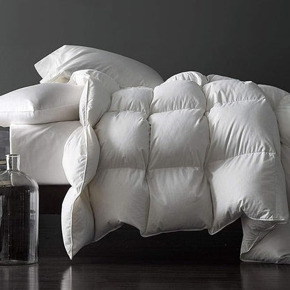 Royoliving Premium Feathers Down Comforter 100% Cotton Cover Duvet Insert with Corner Tabs (White, Oversized King Winter)