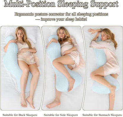 Mermaid Body Pillows for Adults, Cooling Long Pillow for Bed, One Piece Full Body Pillow, Big Memory Foam Firm Body Pillow for Side Sleepe, Soft Hugging Bodypillow for Pregnancy