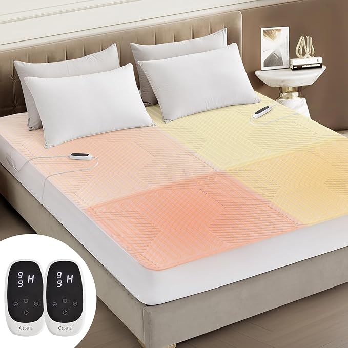 Multizone Waterproof Heated Mattress Pad, Individual Body & Feet Electric Mattress Bed Warmer 9 Heat Settings, 1-12 Hours Auto Off, Deep Pocket, Fast Heating, Machine Washable Queen, 60" x 80"