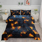 3D Geometric Comforter Set Yellow Neon Light Printed Bedding Set with 1 Comforter and 2 Pillowcases for Boys and Girls Bedroom All Season(Geometric Queen)