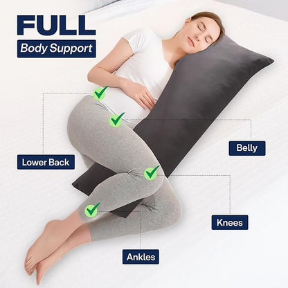KALTEK 6.5LB Weighted Support Pillow (40"x10") – Compact Cooling Pillow for Relaxation & Side Sleepers | Small Weighted Pillow with Washable Tencel Cover