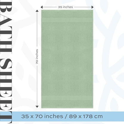 White Classic Luxury Bath Sheet Towels Extra Large | Highly Absorbent Hotel spa Collection Bathroom Towel | 35x70 Inch | 2 Pack (Green)