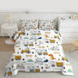 Feelyou Construction Bedding Set Twin Size Equipment Trucks Comforter Set for Kids Boys Girls Decor Dinosaur Comforter 3D Digital Print Yellow Duvet Set Bedroom Quilt Set with 1 Pillow Case