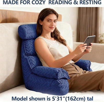 FXXUDVNIIN Back Pillow for Bed Sitting Up – Reading Pillow with 9.4" Armrest, Bed Pillow for Sitting Up & TV Pillows for Relaxing, Floor Pillow, Back Support Pillow for Adults