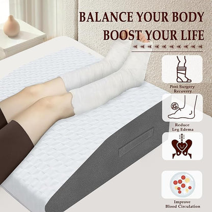 8" Leg Elevation Pillows Memory Foam Leg Support Bed Wedge Pillow Leg Elevated for Sleeping, Leg Pillows Good for Back& Knee& Hip& Ankles