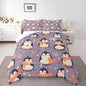 Kawaii Penguin Bedding Set King Size Pink Love Heart Comforter for Child Teens Cartoon Antarctic Animals Down Comforter Winter Snowflake Duvet Insert with 2 Pillowcases