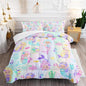 Rainbow Mermaid Comforter Set Twin/Full/Queen Size Fairy Tale Sea Shell Grass Bedding Set Starfish Jellyfish Quilt Bed Set for Kid Girls with 1 Comforter and 2 Pillowcases
