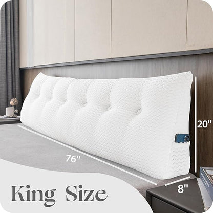 Large Bolster Triangular Headboard Wedge Backrest Positioning Support Bed Rest Reading Pillows Headboard Wedge Pillows for Day Bed with Removable Cover