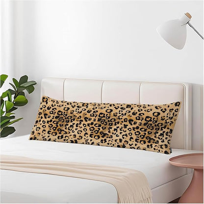 Leopard Print Decorative Body Pillowcase 20"X54", Cheetah Leopard Skin Brown Outdoor Body Pillow Covers Throw Pillow Cushion Covers Oversized Body Pillow Cases for Home Patio Office