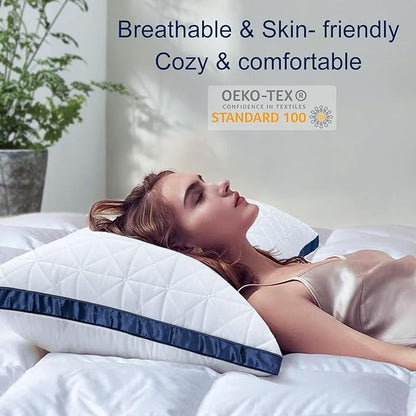 Pillows Queen Size Set of 4, Queen Pillows 4 Pack, Cooling Hotel Luxury Pillow for Bed Sleeping, Supportive Breathable Down Alternative Gusseted Pillow for Side Stomach or Back Sleepers
