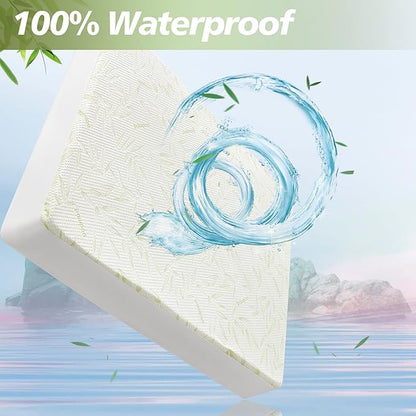 Twin Mattress Protector Waterproof Mattress Pad Washable Bamboo Rayon Mattress Cover Breathable Noiseless Bed Protector 5" - 21'' Elastic Fitted Deep Pocket