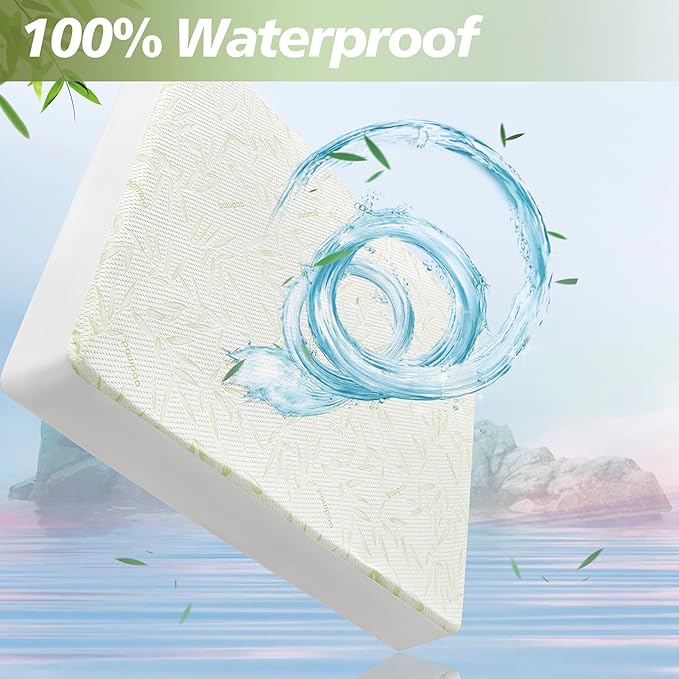 Full Size Mattress Protector Waterproof Mattress Pad Washable Bamboo Rayon Mattress Cover Breathable Noiseless Bed Protector 5" - 21'' Elastic Fitted Deep Pocket