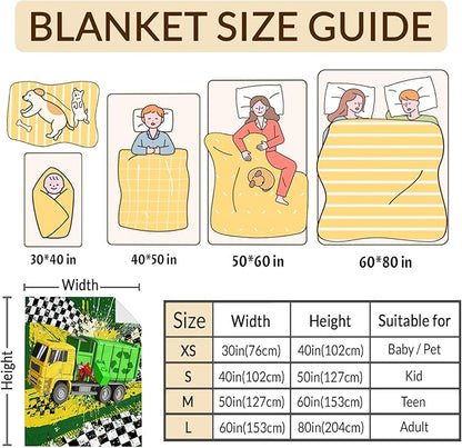 Blanket for Boys, Garbage Truck Throw Blanket Gifts for Kids Teens, 50"x60" Cool Flannel Blankets Gift for Son Cars Lovers Lightweight Throws for Couch Sofa Bed Decor