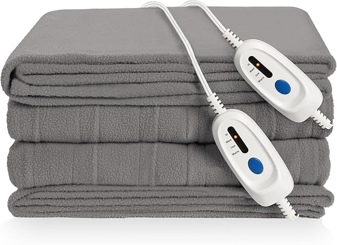 Electric Heated Blanket 84"x90" Queen Size Microplush Cover Blanket, 4 Heat Settings & 10 Hours Auto Off, Cozy & Breathable, Warm All Night, Light Grey