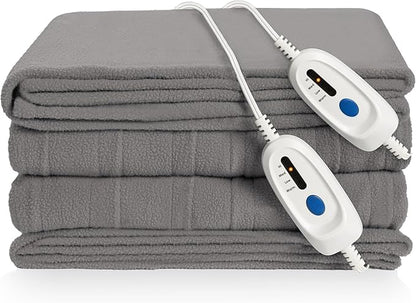 Electric Heated Blanket 84"x90" Queen Size Microplush Cover Blanket, 4 Heat Settings & 10 Hours Auto Off, Cozy & Breathable, Warm All Night, Light Grey
