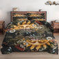 Queen Size Comforter Set with 2 Pillowcase, Vintage Sun Moon Woodland Soft 3 Pcs Bedding for Kids and Adults, Mushroom Fern Plants Comforter Set for Room Bedroom Bed Decor