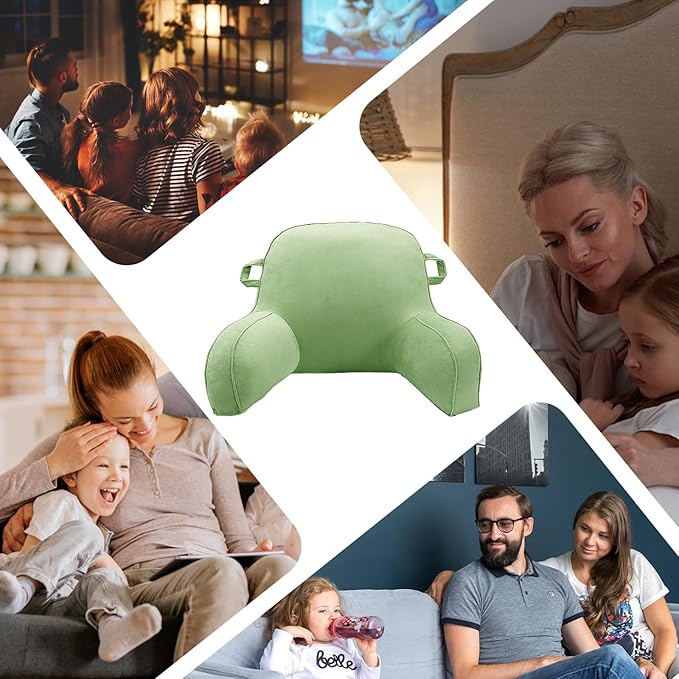 LiveGo Reading Pillow for Kids, Velvet Back Support Cushion for Sitting Up in Bed Adults, Kids Cuddle Cushion with Arms & Backrest Support Pillow for Teen Boys Girls Reading Bed Rest