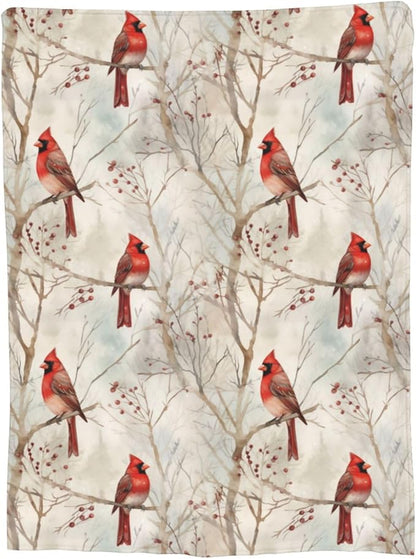 Cardinal Blanket Gifts for Women Red Birds Flannel Throw Blankets Soft Comfy Lightweight for Home Decor Couch Bed Sofa 60x50 Inches