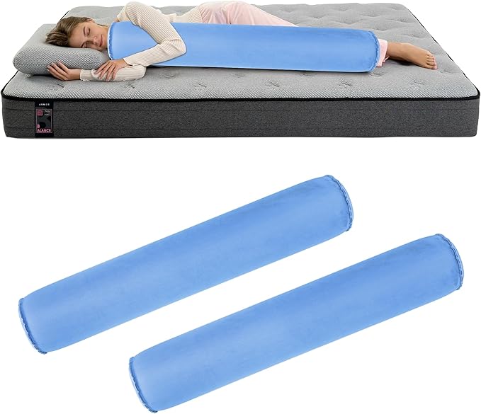 Inflatable Body Pillow for Adults Kids, 47 Inch Body Pillows for Side Sleeper, Travel Body Pillow for Bed, Bolster Pillow, Round Cervical Cylinder Pillow for Sleeping
