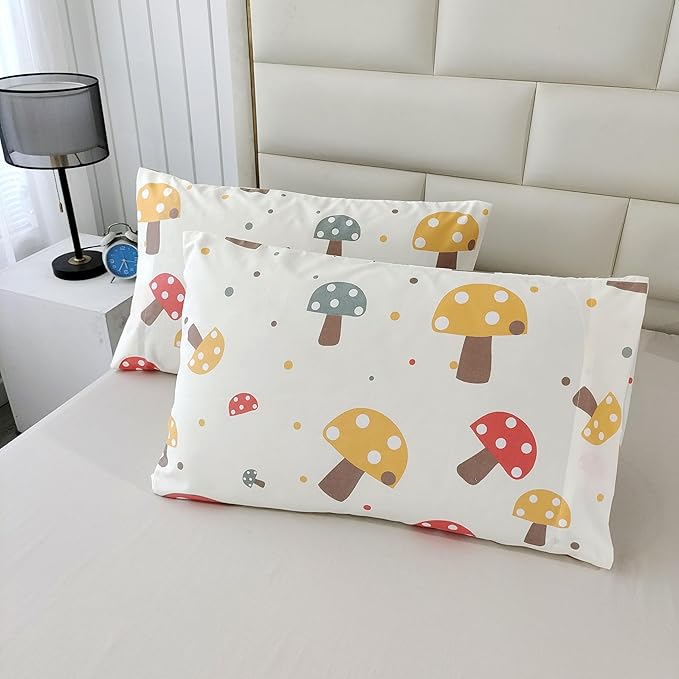 SDIII 3PCS Cute Mushroom Comforter Set Full, Soft Microfiber Lightweight Mushroom Bedding Full, Cottagecore Comforter for Boys Girls Kids and Teens