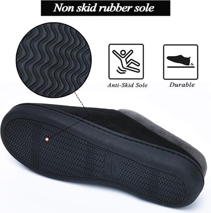 Memory Foam Mens Slippers Slip-On Comfy House Slippers for Men Indoor Outdoor Non-Slip Warm Winter Men’s Bedroom Slippers Size